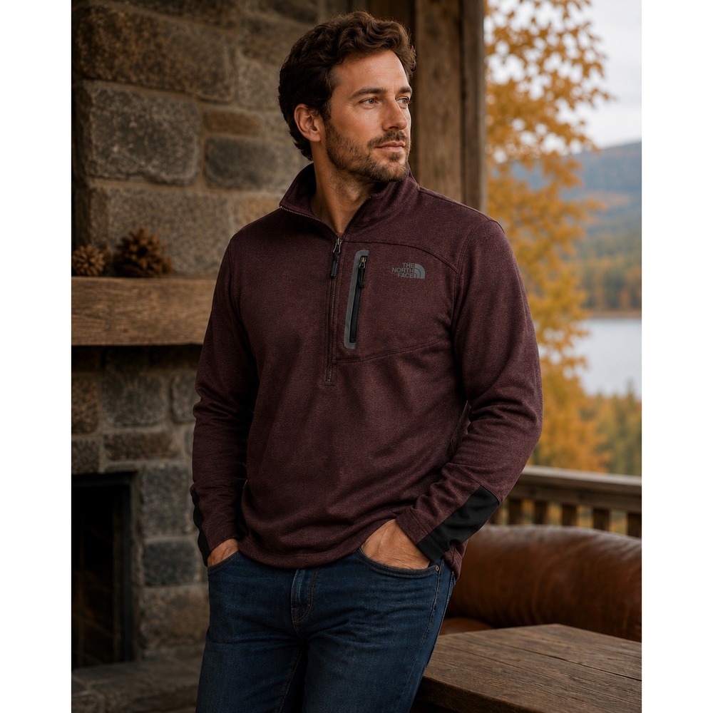 The North‎ Face Quarter Zip Fleece Pullover Gorpcore Hiking Outdoor Maroon Sz L